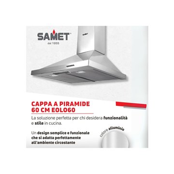 Cappa a piramide moderna 60 cm in inox - Samet Eolo 60