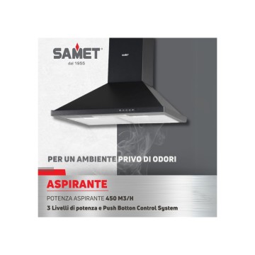 Cappa a piramide nera 60 cm moderna da cucina - Samet Eolo