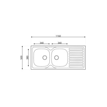 Lavello 2 vasche inox con gocciolatoio destro 116x50 cm - SA138