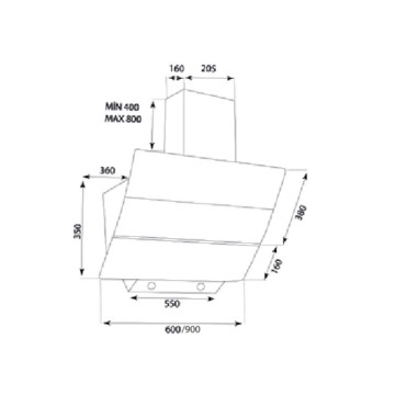 Samet Cappa da parete TURBINE 60 nera 60 cm