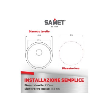Lavello Rotondo Rondo' Ø43,5 cm Lucido - Toscohome