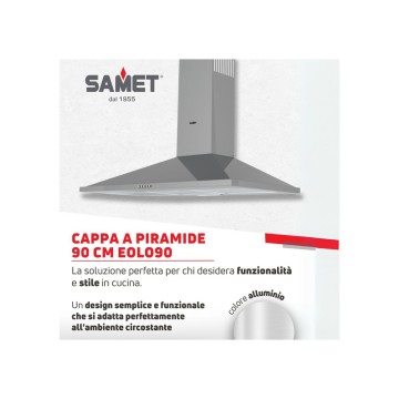 Cappa piramide inox 90 cm, luce LED | ToscoHome