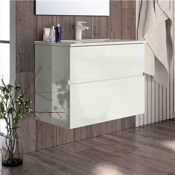 Mobile bagno sospeso Londres 2 cassetti 70x45x59H bianco laccato