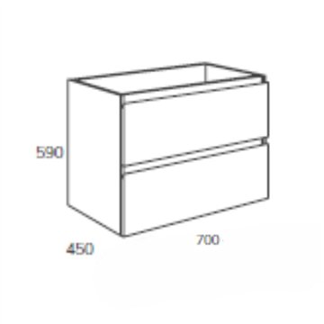 Mobile bagno sospeso bianco laccato Londres 2 cassetti 70x45x59H