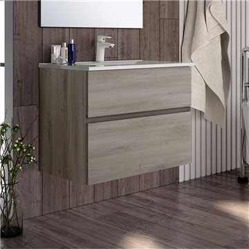 Mobile bagno sospeso rovere grigio Londres 2 cassetti 70x45x59H