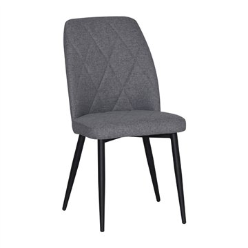 Sedia Vika in tessuto grigio con trama geometrica e piedi neri - Eleganza e comfort