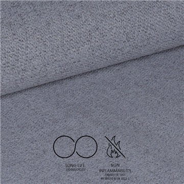 Sedia Vika in tessuto grigio con trama geometrica e piedi neri - Eleganza e comfort
