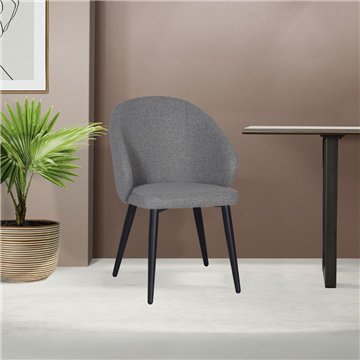 Sedia imbottita Patya in tessuto grigio cenere con gambe nere - Comfort essenziale e carattere moderno