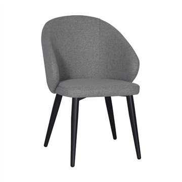 Sedia imbottita Patya in tessuto grigio cenere con gambe nere - Comfort essenziale e carattere moderno