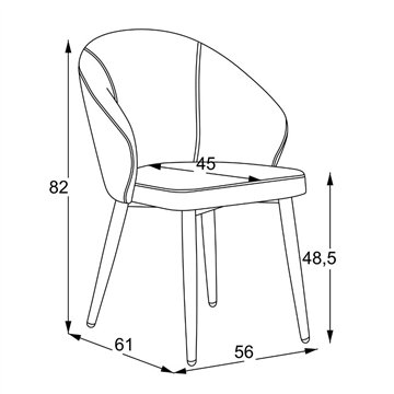 Sedia imbottita Patya in tessuto grigio cenere con gambe nere - Comfort essenziale e carattere moderno