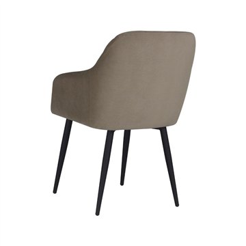 Sedia Rarra in tessuto tortora con schienale geometrico e gambe nere - Comfort per ambienti moderni
