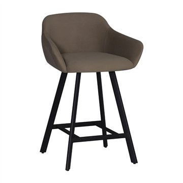 Sgabello Mey tortora con seduta imbottita e gambe in metallo nero - Eleganza e comfort per la zona snack