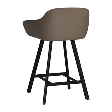 Sgabello Mey tortora con seduta imbottita e gambe in metallo nero - Eleganza e comfort per la zona snack