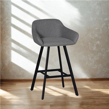 Sgabello Mey grigio cenere con seduta imbottita e gambe in metallo nero - Eleganza e comfort per la zona snack