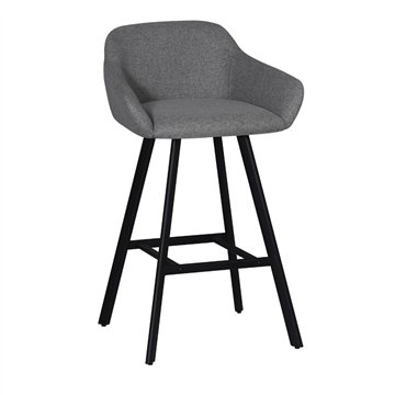 Sgabello Mey grigio cenere con seduta imbottita e gambe in metallo nero - Eleganza e comfort per la zona snack