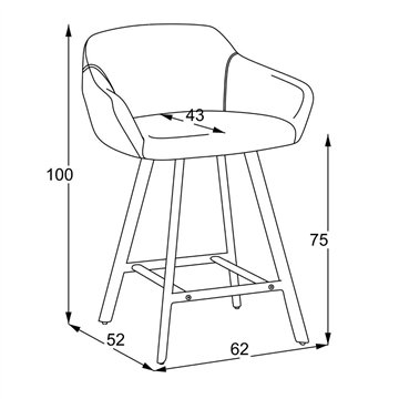 Sgabello Mey grigio cenere con seduta imbottita e gambe in metallo nero - Eleganza e comfort per la zona snack