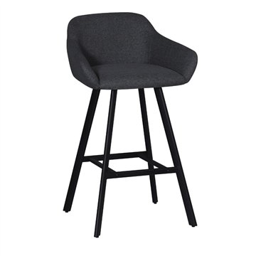 Sgabello Mey grigio scuro con seduta imbottita e gambe in metallo nero - Eleganza e comfort per la zona snack
