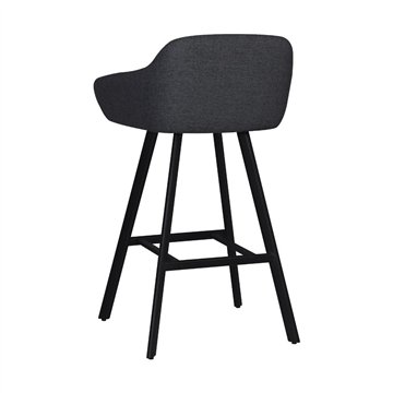 Sgabello Mey grigio scuro con seduta imbottita e gambe in metallo nero - Eleganza e comfort per la zona snack