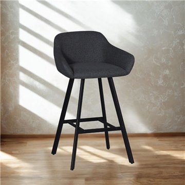 Sgabello Mey grigio scuro con seduta imbottita e gambe in metallo nero - Eleganza e comfort per la zona snack