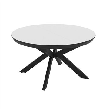 Tavolo rotondo allungabile Meli bianco lucido con gambe nere 138x138x76H