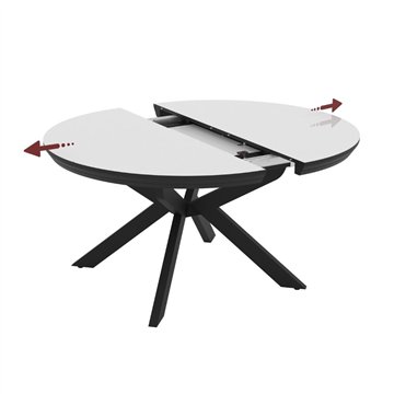 Tavolo rotondo allungabile Meli bianco lucido con gambe nere 138x138x76H