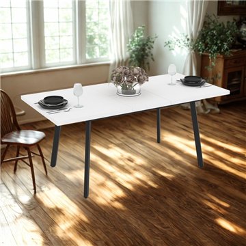 Tavolo allungabile con piano colore bianco frassinato e gambe in metallo nero 138x76H cm Lini