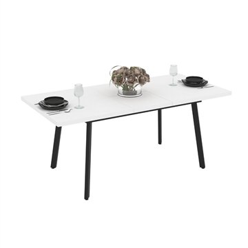 Tavolo allungabile piano colore bianco frassinato e gambe in metallo nero Lini 138x85x76h