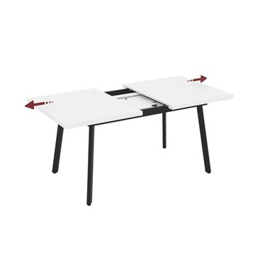 Tavolo allungabile piano colore bianco frassinato e gambe in metallo nero Lini 138x85x76h