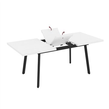 Tavolo allungabile piano colore bianco frassinato e gambe in metallo nero Lini 138x85x76h