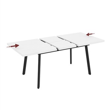 Tavolo allungabile piano colore bianco frassinato e gambe in metallo nero Lini 138x85x76h