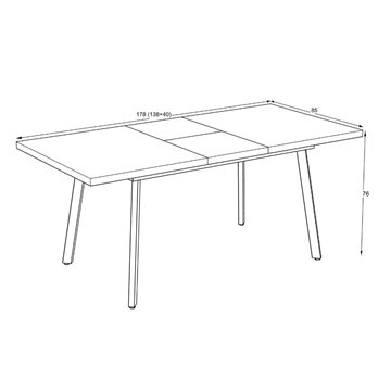 Tavolo allungabile piano colore bianco frassinato e gambe in metallo nero Lini 138x85x76h