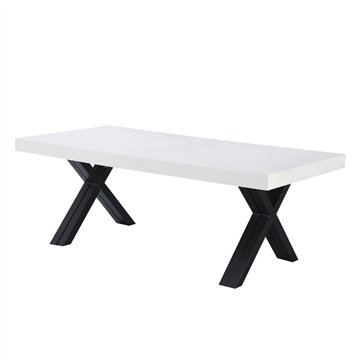 Tavolo allungabile Dava con piano bianco opaco e gambe in metallo nero 200x100x74H