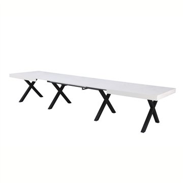 Tavolo allungabile Dava con piano bianco opaco e gambe in metallo nero 200x100x74H