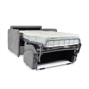Poltrona letto Piri grigio con rete elettrosaldata e materasso - Il comfort che si apre al bisogno
