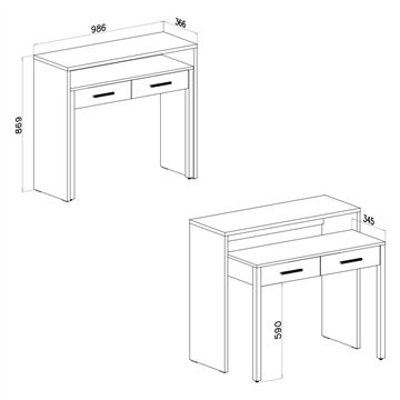Scrivania Consolle Scrivia bianco opaco con piano estraibile - Design Funzionale e Salvaspazio