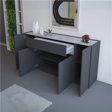 Madia Nordik 4 ante e 1 cassetto in antracite e bianco 170x39.6x85H - Stile e funzionalità