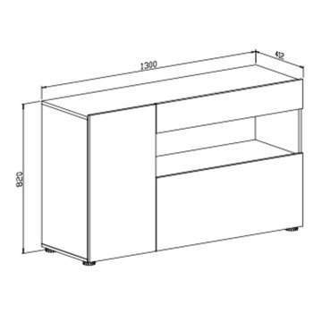 Madia Astra cemento e bianco con 2 ante cassetto e vano a giorno 130x41.2x82H