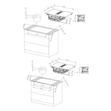 Piano cottura induzione con cappa integrata Master Kitchen MKHI804FHEDBK 4 zone classe A