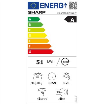 Lavatrice Sharp ESNFB014DW1NA 10 kg 1400 giri serie inverter con vapore classe A
