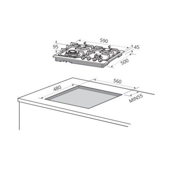 Piano cottura 4 fuochi acciaio inox Master Kitchen MKHG 6401F E XS con griglie in ferro smaltate