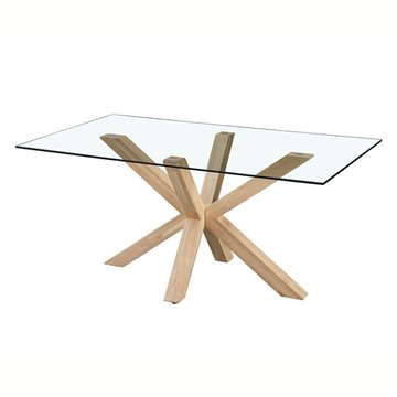 Tavolo da pranzo Beia in vetro temperato con gambe in legno 160x90x77H - Eleganza e Stile