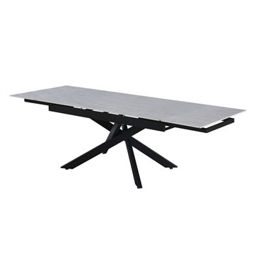 Tavolo allungabile Trivia con piano in ceramica larice beige e gambe in metallo nero 160x90x75.5H
