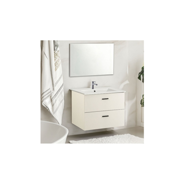 Mobile bagno sospeso 80 cm con lavabo e specchio colore bianco - Lario