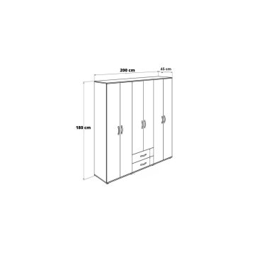 Armadio 200x180h con 6 ante e 2 cassetti colore bianco - GRD4262023