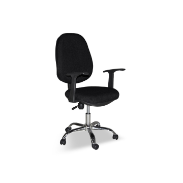 Poltrona da ufficio tessuto nero e base cromata - CR415
