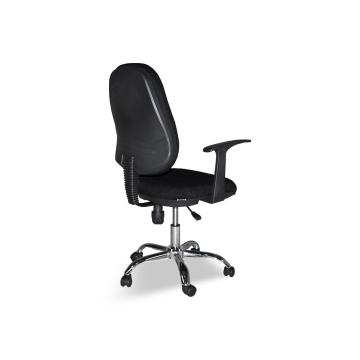 Poltrona da ufficio tessuto nero e base cromata - CR415