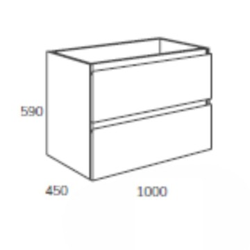Mobile bagno sospeso 100 cm rovere grigio con 2 cassetti - Mancys