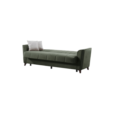 Divano 3 posti verde con contenitore e letto - Mokel 223 cm