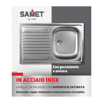 Lavello incasso satinato gocciolatoio sinistro - Classic 273