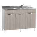 Mobile sottolavello 3 ante con lavello incluso 120 cm olmo